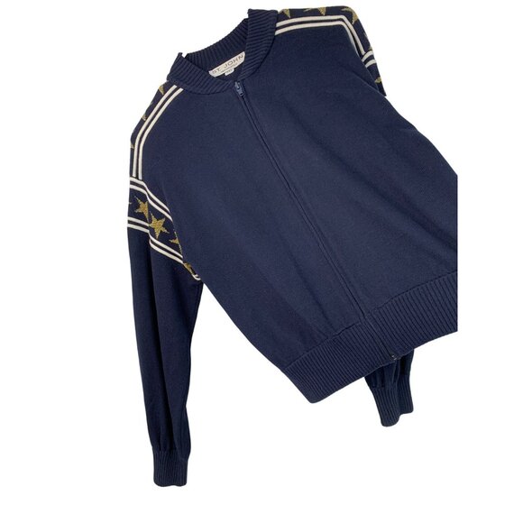 St. John Separates Womens Navy Gold Star Zip Cardigan Jacket Size P EUC 7848 - Picture 3 of 9